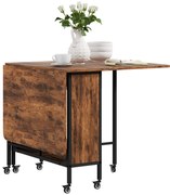 HOMCOM Składany Stół, Mobilny Stół dla 6 Osób z Półką, do 50 kg, 130 x 80 x 74 cm, Rustykalny Brąz