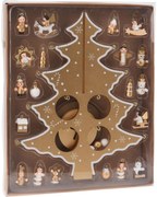 Rozkładana choinka z ozdobnymi zawieszkami, drewniana ozdoba, 26 cm
