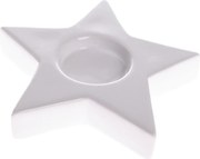 Świąteczny świecznik ceramiczny na świeczkę dopogrzewaczy Astre biały, 11,5 x 11,5 cm