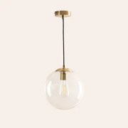 Lampa Sufitowa Wisząca Z Metalu Z Kulą Ze Szkła Boyi Złoto - Sklum