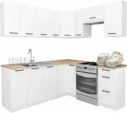 Biały narożny komplet mebli kuchennych  A6-F02