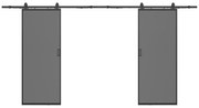 Drzwi przesuwne naścienne podwójne - aluminium i dymione matowe szkło hartowane - 2 x wys. 205 x szer. 63 cm - LINCI II