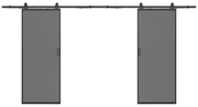 Drzwi przesuwne naścienne podwójne - aluminium i dymione matowe szkło hartowane - 2 x wys. 205 x szer. 63 cm - LINCI II