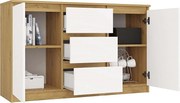 Komoda Malwa 2D3S | Dąb Artisan/Biel | 120x40x75 cm | 2 Drzwi 3 Szuflady