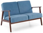 Sofa MILANO 2S niebieska/orzech dwuosobowa HALMAR