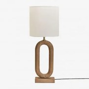 Lampa Stołowa Z Drewna Mango Tiberia Drewno Mango & Arlina Biała Ø30 Cm - ↑30 Cm - Sklum