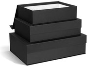 Ciemnoszare kartonowe pojemniki dekoracyjne z pokrywką zestaw 3 szt. 42,5x29,5x13 cm Kian Paper Laminate – Bigso