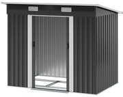 Outsunny Metalowy Domek Ogrodowy 2,3 m² 207 x 130 x 182 cm z Oknem, Ramą Podłogową i Schowkiem, Czarny