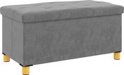 HOMCOM 67-litrowa ławka do przechowywania, z miejscem i pokrywą, miękka powierzchnia z wyglądem aksamitu, do różnych pomieszczeń, Szary