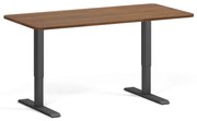 Biurko z regulacją wysokości, 160x80 cm, 2 silniki, zaokrąglone narożniki, czarna podstawa, orzech