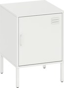 HOMCOM Stolik nocny ze stali, stolik pomocniczy do różnych zastosowań, regulowana półka, do sypialni, salonu, biały