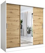 Szafa przesuwna biały + dąb artisan 200 cm M6-L02