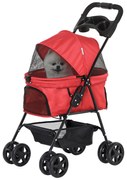 Outsunny Wózek dla Psa Kota Składany Oxford Tkanina Czerwony do 20kg | Aosom PL