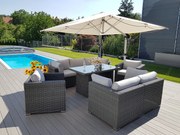 Rattanowy zestaw jadalniany zmienny SEVILLA dla 7 osób (antracyt)