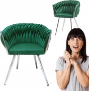 Fotel ozdobny zielony Tilo krzesło z podłokietnikami welwet Family Meble