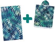 Zestaw plażowy BORNEO – ręcznik plażowy 100×180 cm i ponczo 80×145 cm, ciemnoniebieski