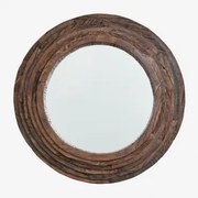 Okrągłe Lustro Ścienne Z Drewna Z Recyklingu Ø90 Cm Malbork Madera Reciclada - Sklum