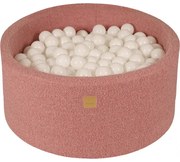 Okrągły Suchy Basen Dla Dziecka 90x40cm/300 Piłek 7cm, Boucle, Różowy, Piłki: Białe - Meowbaby®