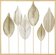 HOMCOM Metalowa rama z motywem liści, ozdoba ścienna, nowoczesny styl, w kolorze złotym | Aosom PL