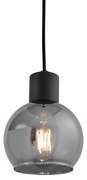 Lampa wisząca art deco czarna z przydymionym szkłem - Vidro