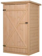 Outsunny szafa ogrodowa drewniana na narzędzia 75x56x115 cm naturalny wygląd | Aosom PL