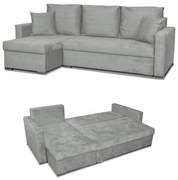 Narożnik Bella rozkładany funkcją spania rogówka Family Meble szary welur