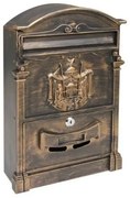 Stalowa skrzynka pocztowa z aluminiowym frontem Vintage, złoty
