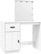 Biała drewniana toaletka z lustrem podświetalnym C0-H37