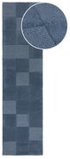 Ciemnoniebieski wełniany chodnik tkany ręcznie 60x230 cm Checkerboard – Flair Rugs
