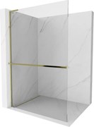 Mexen Kioto+ L ścianka prysznicowa z półką Walk-in 65 x 200 cm, transparent, złota - 800-065-123-50-00
