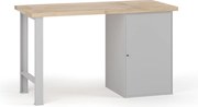 Stół warsztatowy G7, blat bukowy, 1500 x 685 x 840 mm, 1x szafka, szary