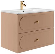 Wiszące meble łazienkowe z umywalką nablatową - Stary róż - 80 cm - SATOBAL