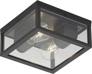 Przemysłowa lampa sufitowa zewnętrzna czarna z czujnikiem ruchu i zmierzchu IP44 - Charlois