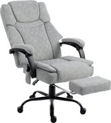 HOMCOM Fotel biurowy z wysokim oparciem, masażem wibracyjnym, funkcją podgrzewania, regulowanym oparciem, podnóżkiem, pilotem, szary | Aosom PL