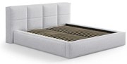 Jasnoszare tapicerowane łóżko dwuosobowe ze schowkiem ze stelażem 180x200 cm Simon Darren – Micadoni