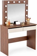 Toaletka Hollywood z lustrem i lampkami LED orzech + kaszmir D9-B89