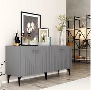 Komoda z płyty wiórowej pokrytej melaminą – 150 cm x 79 cm x 40 cm – antracyt i srebro