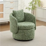 Fotel z wyściełanym oparciem i funkcją obrotową - szenil w kolorze zielonym - do salonu i biura