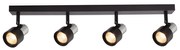 Lampa Sufitowa Cino 4xGU10 Czarny + Chrom, 4 klosze kierunkowe