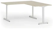 Biurko PRIMO BETA L, 1600 x 1800 mm, podstawa biała, brzoza