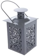 Metalowa latarnia na świeczkę Saima, szara, 7,5 x12 x 7,5 cm