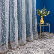 Firana haftowana Gold biała ze złotym haftem tiul-siatka wys. 280 cm