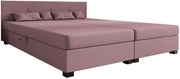 Różowe podwójne tapicerowane łóżko z pojemnikiem M5-L97