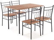 Stół z krzesłami dąb naturalny + czarny H1-N00