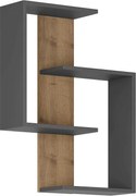 Półka ścienna – 64 x 85 x 22 cm – Antracyt i dąb – Płyta wiórowa pokryta melaminą