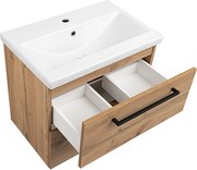 Zestaw do Łazienki 60cm Szafka z Umywalką Szafka z Lustrem Dąb Wotan Aster