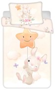 Żółta bawełniana pościel dziecięca do łóżeczka 100x135 cm Bunny "Star" – Jerry Fabrics