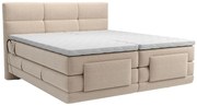 Zestaw boxspring pikowany zagłówek łóżka + stelaże z elektryczną funkcją relax + materac + nakładka na materac - 2 x 90 x 200 cm - beżowy - LODI PALACIO