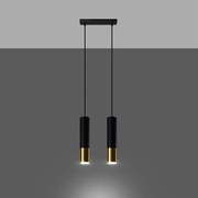 Lampy wiszące nowoczesny Zarpex, stal - 2 źródło światła 3000K - L.30 x H.90 cm - czarny/złoty