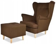 Uszak z pufą fotel skandynawski brązowy PRODUCENT